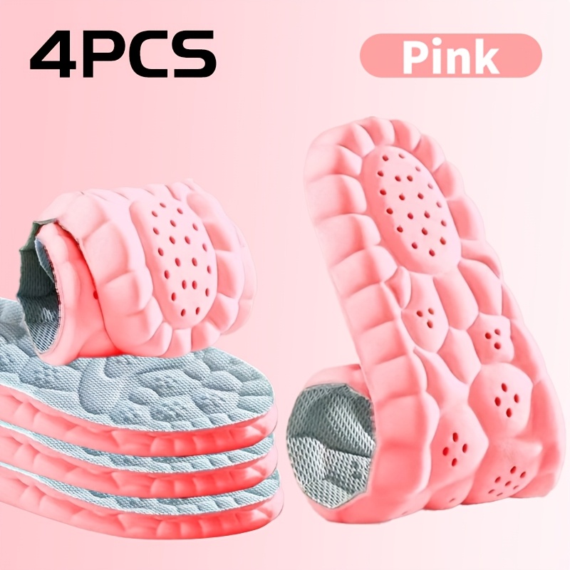 TEMU 4-pack Of Comfortable Women's Insoles With A Soft, Elastic, And Breathable Lining; Suitable For Sneakers And Casual Shoes; Pink, In Sizes 35-45