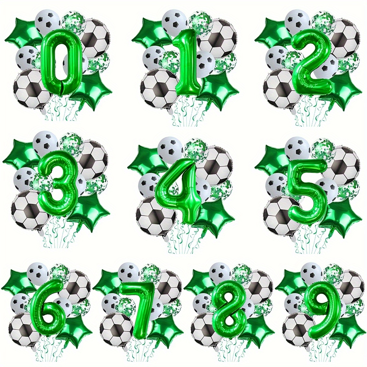 

Football Theme Party Decoration Balloon Set, 32 Inch Birthday, Anniversary 0-9 Number Green Balloon