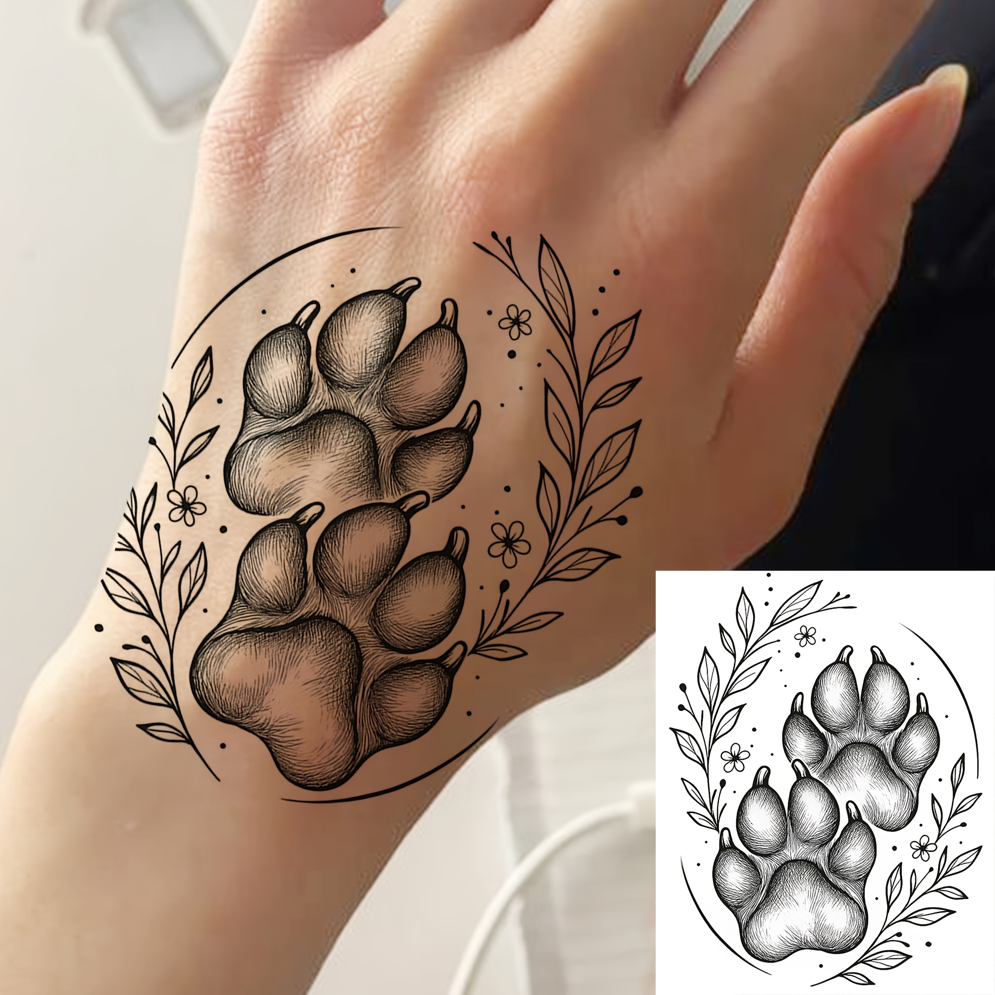 TEMU 1 Foglio di Tatuaggi con di di Animali Domestici per Donne Piede Vita Gambe Avambraccio Polpaccio Braccio, Adesivi Tatuaggi Finti Temporanei