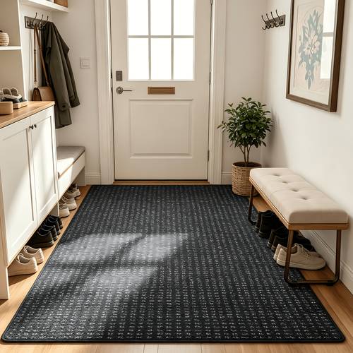 Dark Gray Entryway Rug, Non-Slip Washable Indoor Door Mat, Absorbent Low Profile Area Rug, Durable Floor Mat for Front Door, Foyer, Hallway, Kitchen, Living Room, Multi Sizes