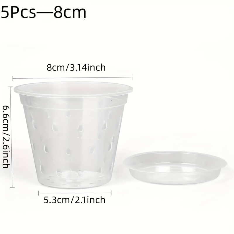TEMU Set da 5 vasi da fiori trasparenti con base, di drenaggio, vasi per orchidee in plastica traspiranti con , adatti per piante da interno ed