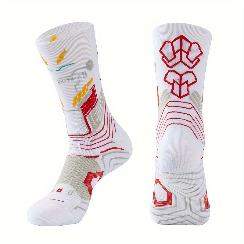 

1 Pair Basketball Socks, Thick Towel Bottom Athletic Crew Socks, Breathable Sports Socks For Running And Outdoor Activities