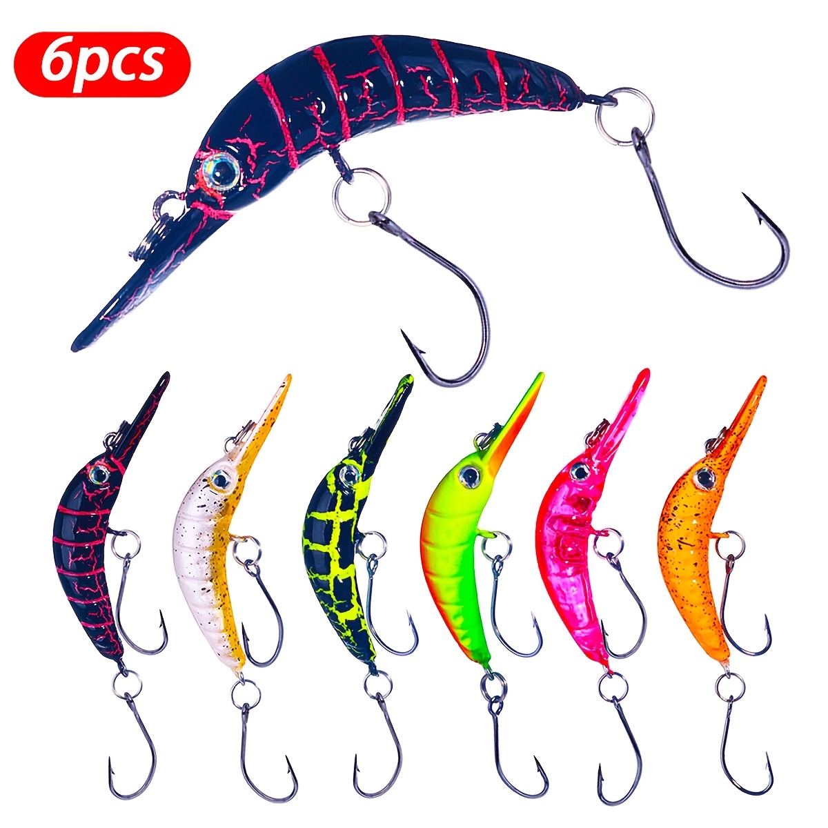 

6pcs Premium Floating Minnow Fishing Lures - Colors, Abs Material, Ideal For Trout, Pike & Bass