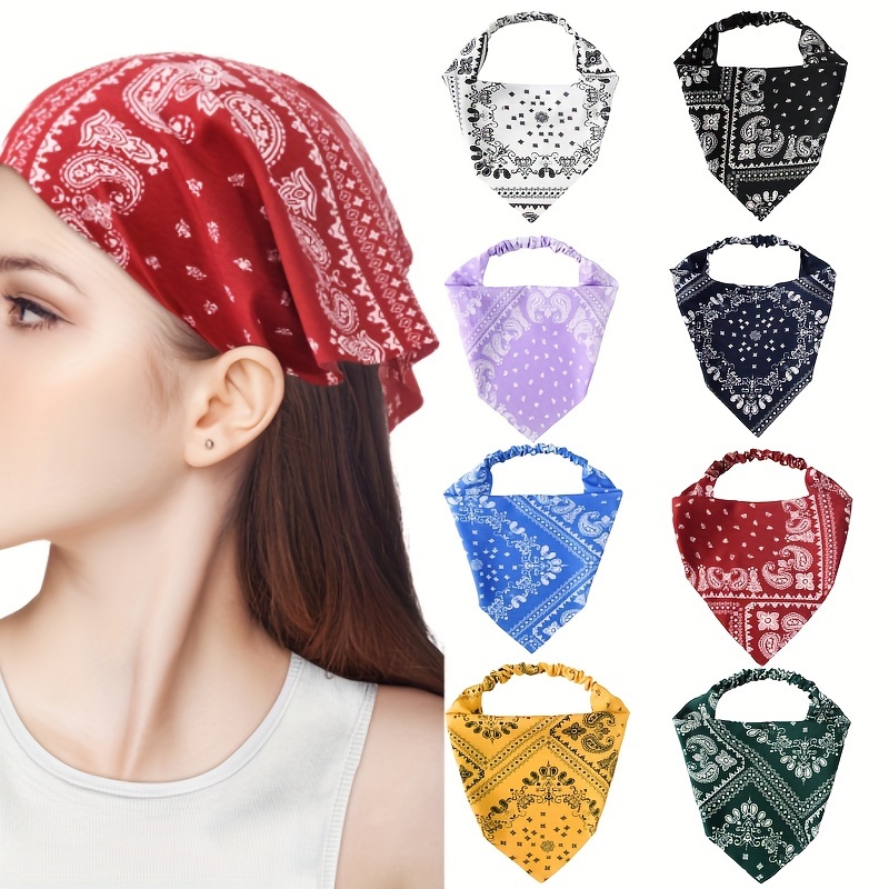 

8pcs Vibrant Headbands - Soft Polyester, Chic Triangular Hair Scarfs In Assorted Colors For , Ideal For Casual Wear, Parties, Photography & , Head Scarf