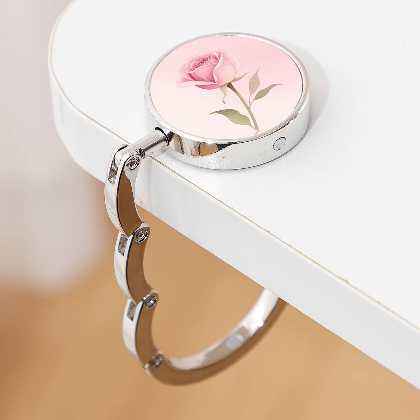 TEMU Gancio elegante 2D piatto, 1 pezzo - Clip pieghevole in metallo con , decorazione per tavolo, ciondolo per borsa - Regalo per donne, compleanni,