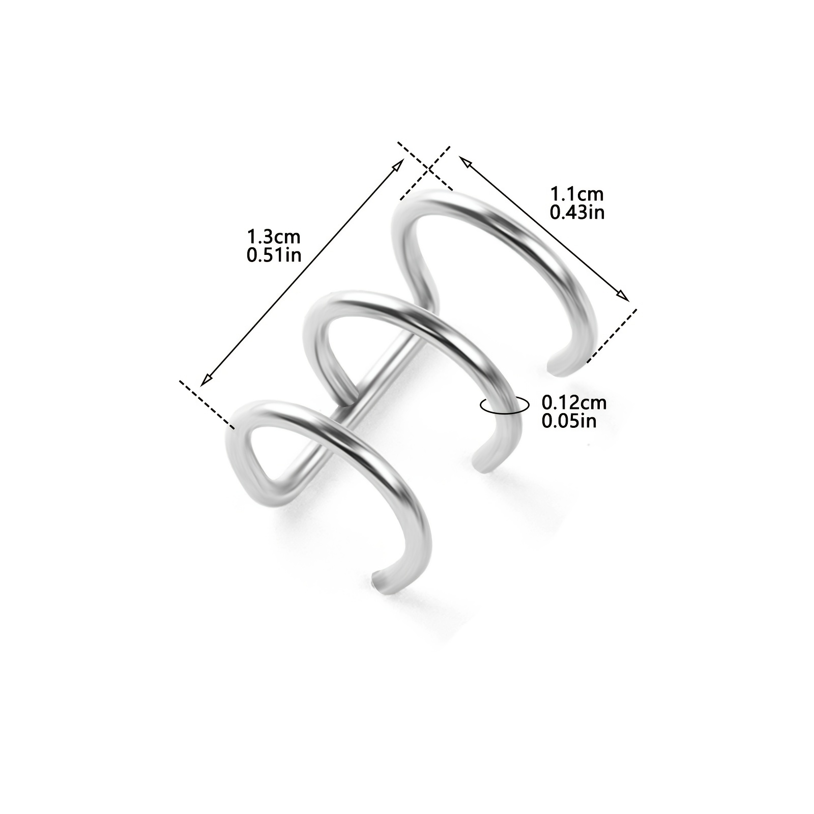 Women's U-Shaped Three-Ring Ear Clip, Adjustable Size