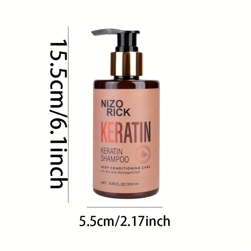 Image of Keratin Shampoo, Deep Conditioning Care For Dry Hair, Formula To Loose Lightweight Texture, -based, Hair Hair Care, Moisturizing Shampoo, Hydration For All Hair Types, Essential For Travel