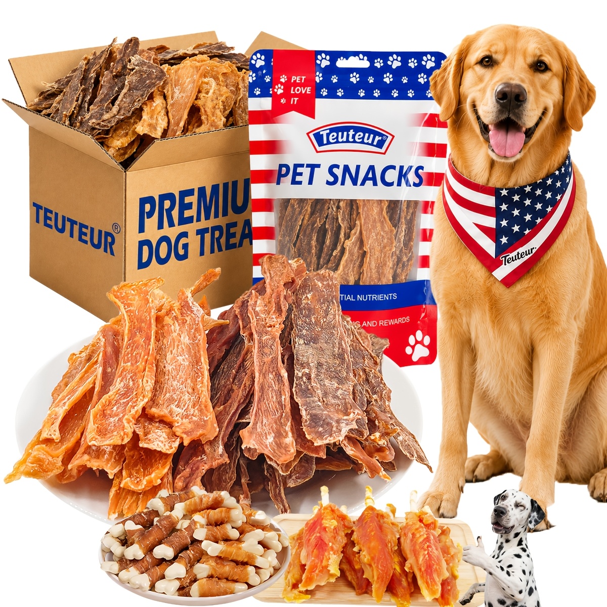 TEMU Duck & Chicken Jerky Dog Treats Pack Suitable For Small Dogs, Puppies, Adult & Senior Pets - Soft , Chew Sticks & Air-dried Snacks With Training