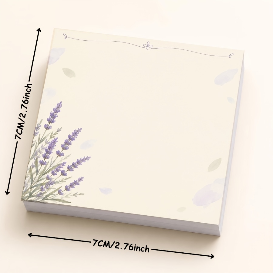TEMU ./50 Blatt Lavendelblumen Notizblock, Ästhetische, nicht-klebende Notizen, Minimalistischer Blumen-Notizblock zum Journaling, Studieren,