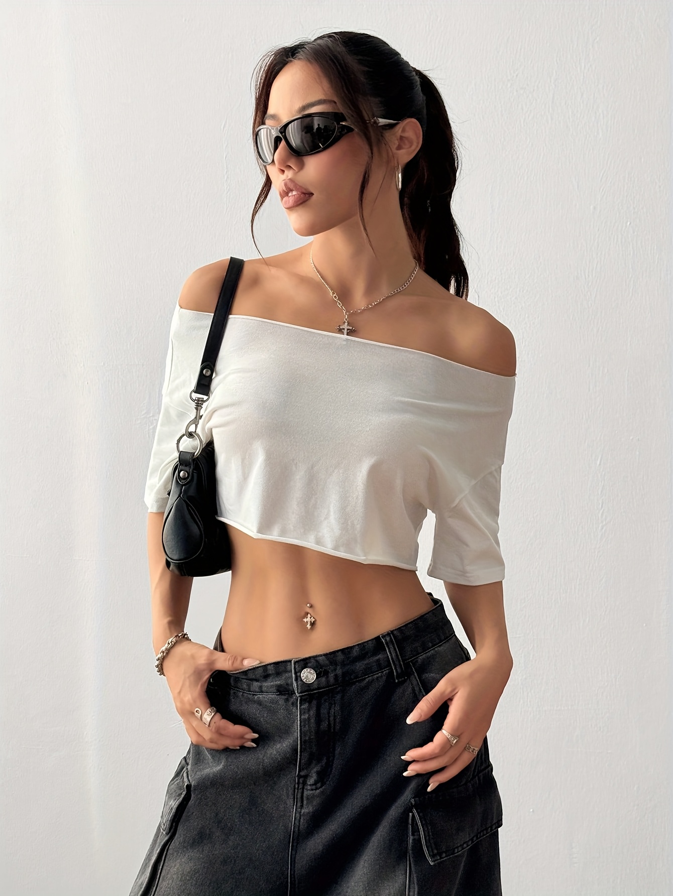 camiseta descubierto mujer estilo y2k asimétrico Temu Spain