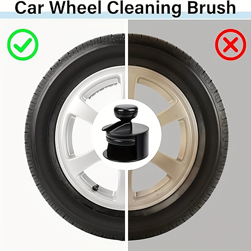 2pcs set of car detailing brushes portable car tire brushes with   high density soft bristle detailing brushes for car tire glossy polishing wax application black Product details 7