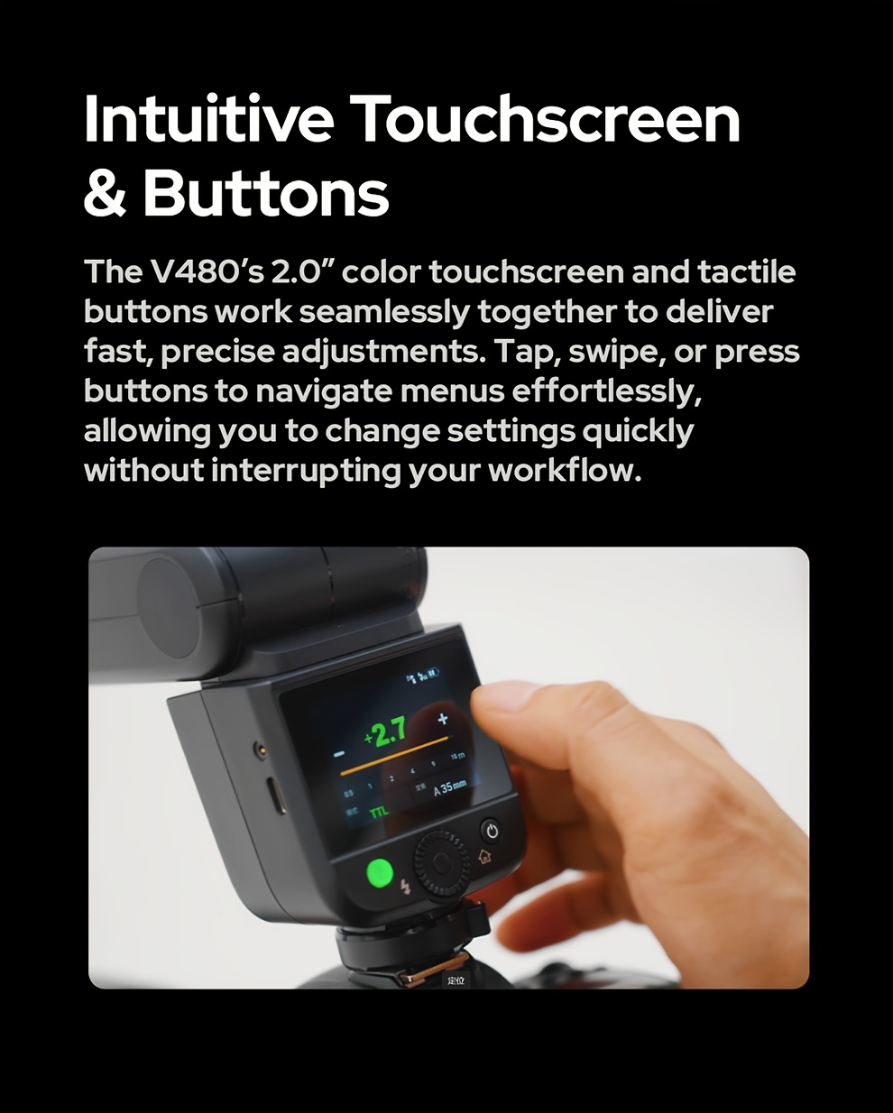   v480 ttl li-ion flash per fotocamera 650 potenza massima wireless   flash compatibile con   nikon sony   Dettagli dell'articolo 2