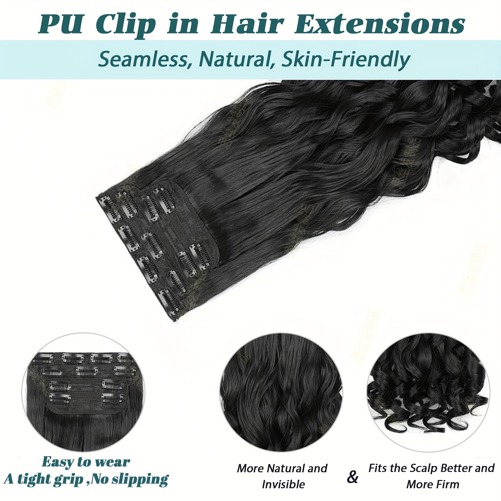 20 inch clip in hair extensions for women 4pcs set long bouncy curly synthetic hairpieces heat resistant hair clip extensions details 3