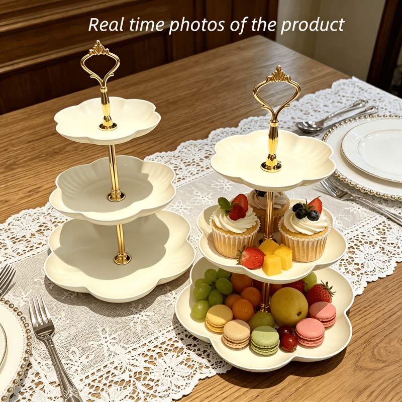 new cake stand exquisite floral dessert plate plastic pp multi purpose plate set romantic design enhances dining table atmosphere suitable for wedding cake stands dessert trays and fruit plates   party supplies and table decorations