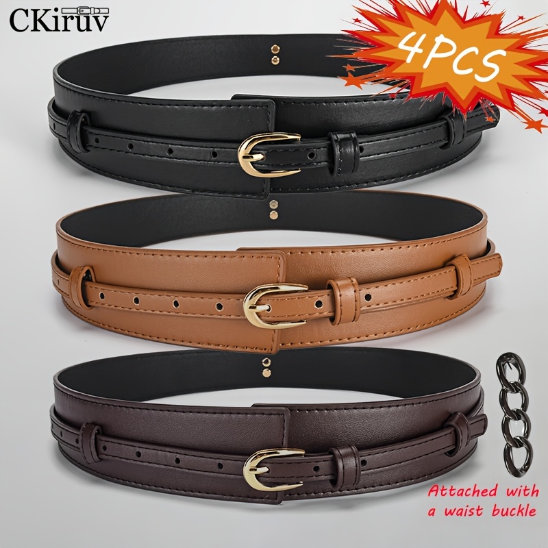 Image of Combination Set (3 Detachable Adjustable Wide Waistbands And 1 Waistband ) In , Durable, Detachable, And Versatile; Street , Suitable For Suits, Coats, Skirts, Jackets, ' Daily Versatile Additions