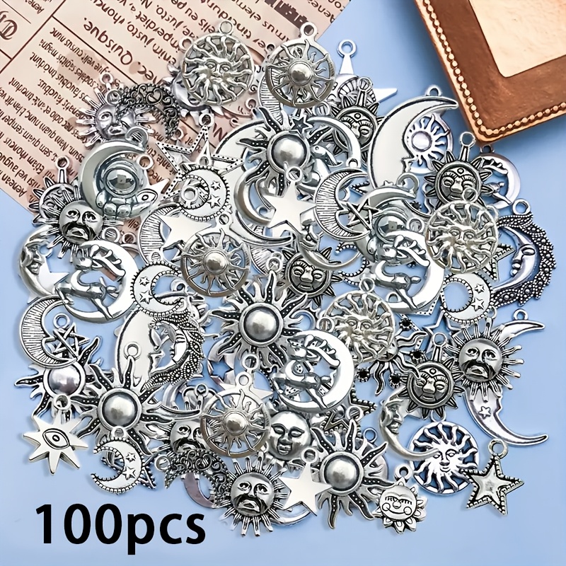 Image of 100pcs Random Supplies Mixed Antique Silvery Charms Pendants For Crafting Jewelry Findings Making Accessory For Diy Necklace Bracelet