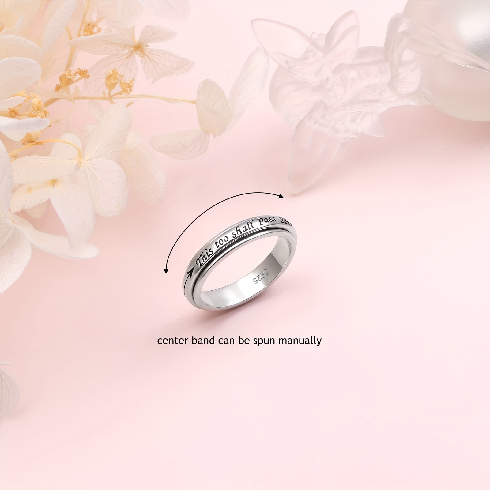 925 sterling silver this too shall pass rotating ring   us size bohemian vintage style adjustable for women Product details 0