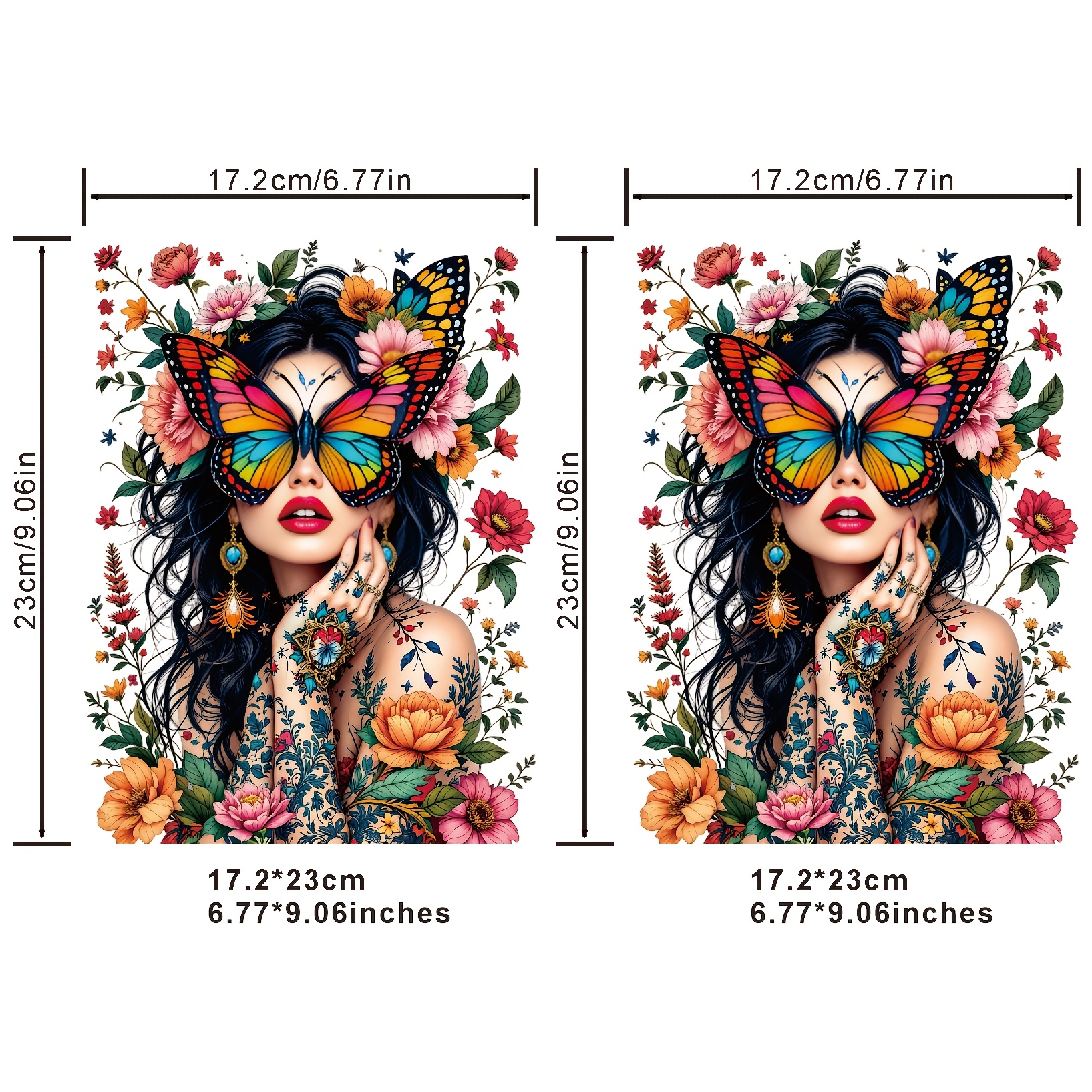 TEMU 2/4 stuks De meest prachtige vlinderbloemen damesbloemen vlindervormige hitteoverdrachtstickers, geschikt voor doe-het-zelf T-shirts,