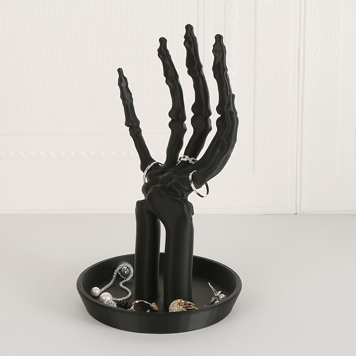 Handmade ABS Gothic Stand - Durable Storage Box for Necklaces, Earrings, And Rings with Decorative Bone Design - Perfect for Halloween, Home Decor, And Dressing Table Storage