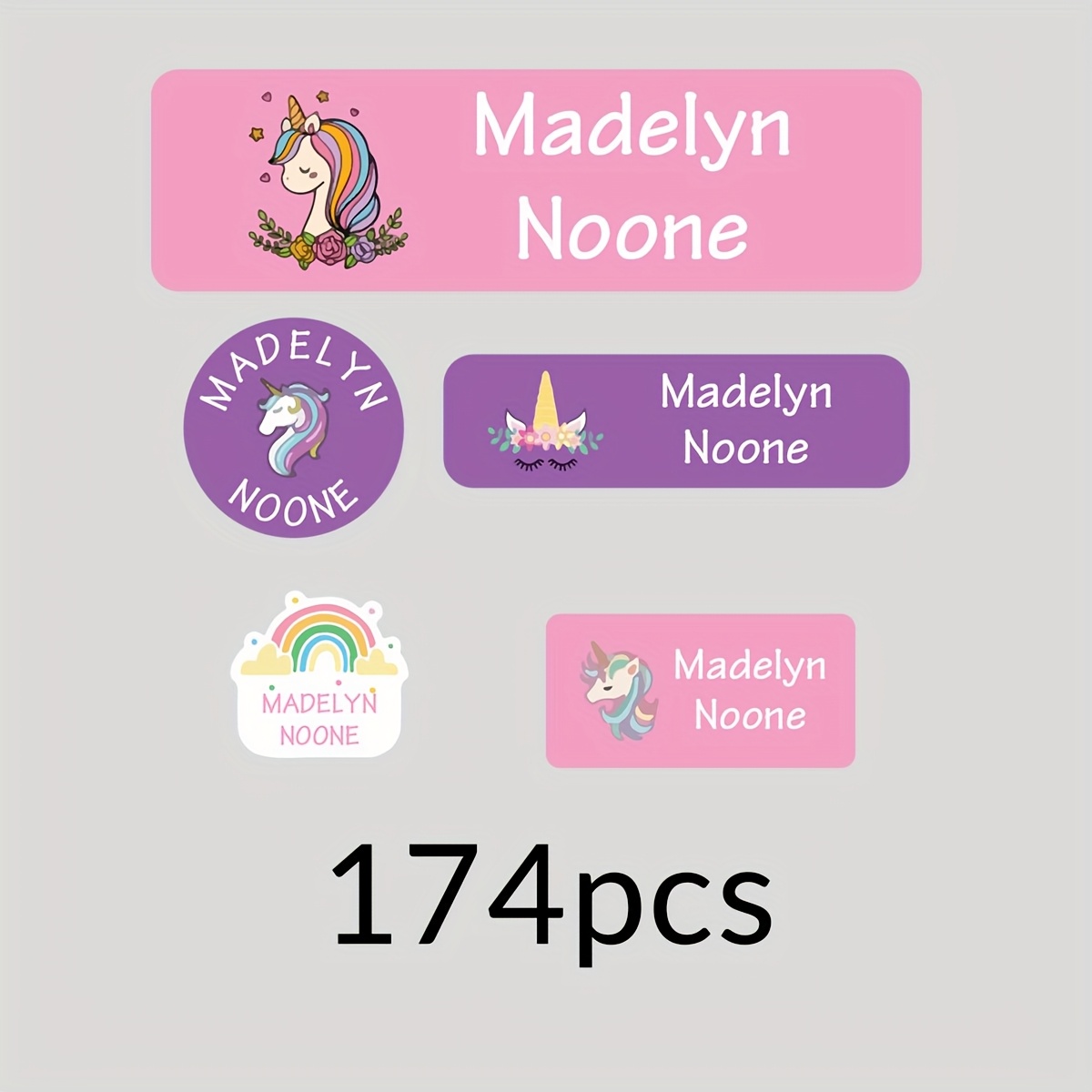 Image of Personalized Name Stickers For Clothing, Custom Color Cartoon Pattern Name Tags, Customized Birthday Gifts, Customizable Label Stickers, Water Bottle Labels,, Stationery, Home