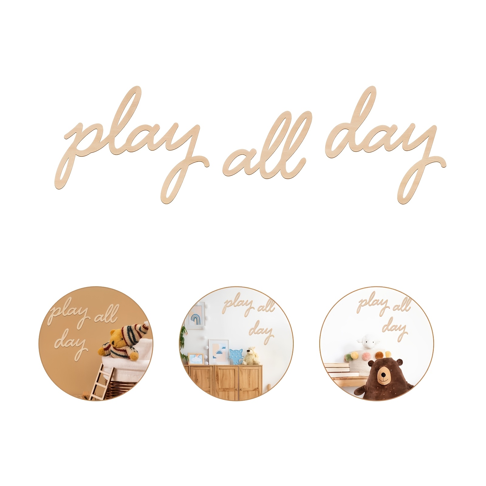 

1 Set "play " Wooden Wall Decor, 0.16 Inch Thickness, Kids Room Art, Home Decoration, Photo Prop, Manufactured Wood, Single Color, Featherless, Birthday Party Wall Art For Boys - No Electricity Needed