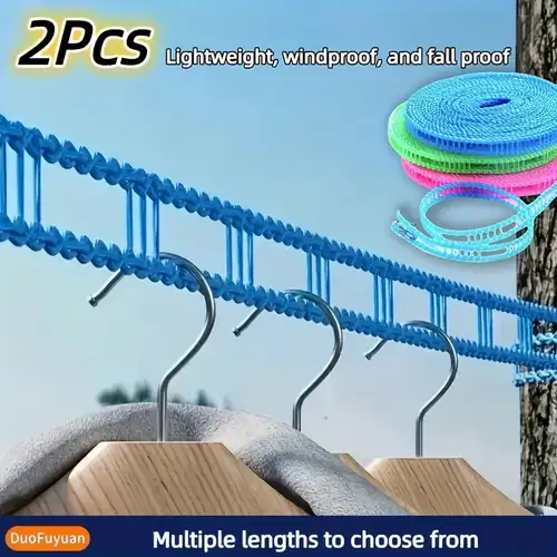 2-Pack Portable 16.4ft Clotheslines - Windproof Design For Indoor & Outdoor Drying