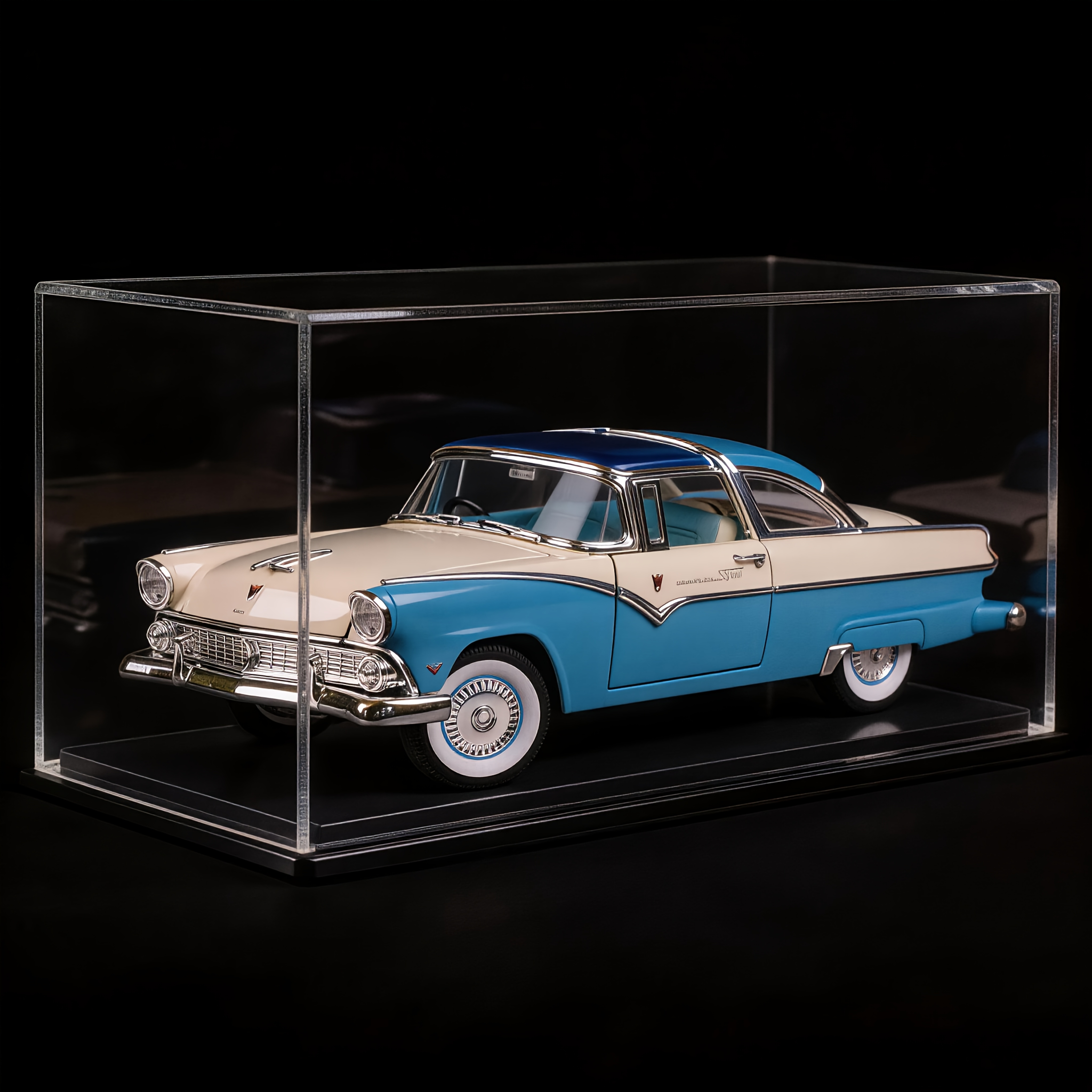 TEMU Modèle réduit 1/18 1955 pour Ford , cabriolet vintage en alliage de moulé avec portières ouvrantes, cadeau pour collection adulte Ca D E Au