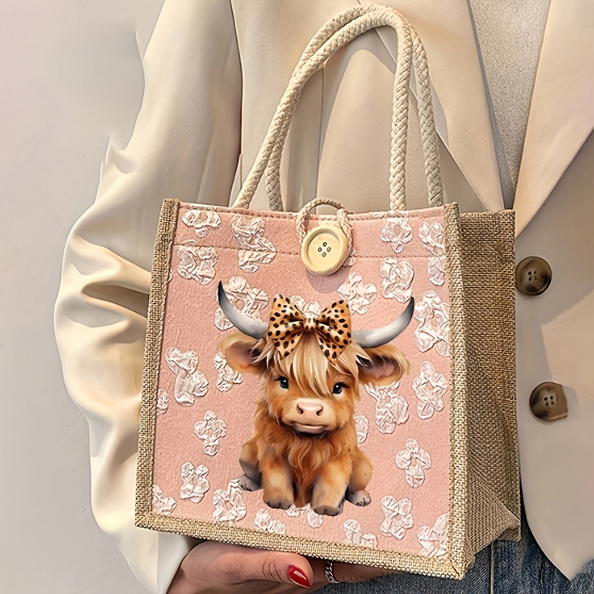 TEMU Sac à main motif Vache Highland Écossaise, Grand sac , Sac à bandoulière multifonctionnel, Sac de transport pour femmes, Bandoulière fixe,