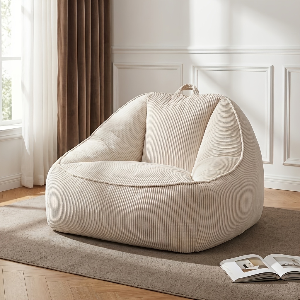 comfy bean bag chair with armrests for adults soft fluffy floor sofa seating ergonomic plush lounger for   watching tv and reading