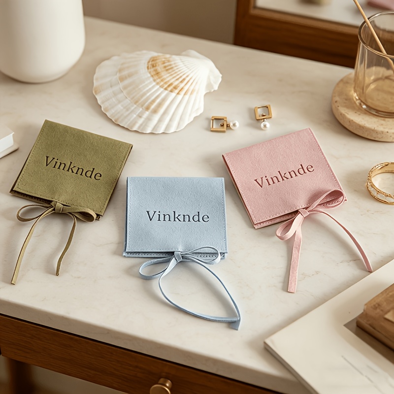15pcs Custom Faux Jewelry Pouches for Wedding Favors