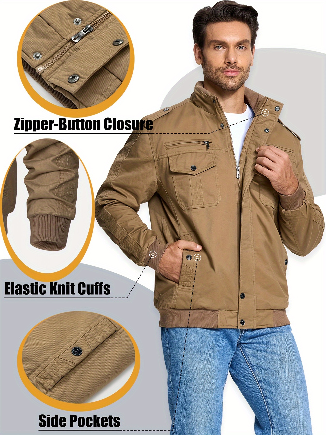 mens heavy duty windproof winter jacket fleece full Temu