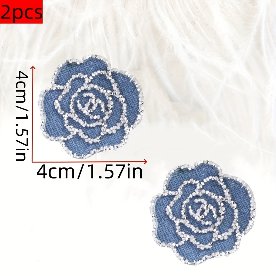 TEMU Set da 6 pezzi/serie con toppa adesiva sul retro, toppa a forma di cuore per borse, toppa in tessuto termofusibile con strass, per decorazioni