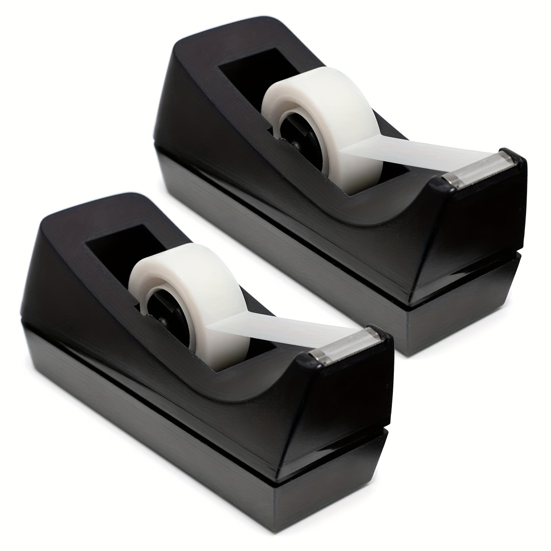Image of 2pcs Set Of Desktop Tape Dispensers - Non-slip Base - Weighted Tape Roll Dispensers - Ideal For Office (tape Not Included)