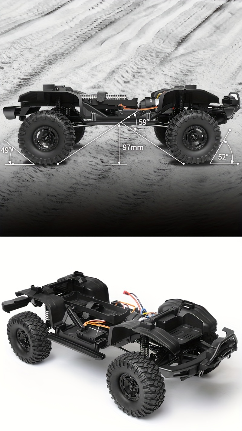 1/10 Scale RC Crawler with LED Lights & Winch - 4x4 Off-Road Remote Control Truck, High/Low Speed, RTR Rock Buggy with, Compatible with, for Adults &, Off-Road Racing - Ideal Gift for RC Car Enthusiasts, Outdoor Adventure, Aggressive Design, Sturdy Construction