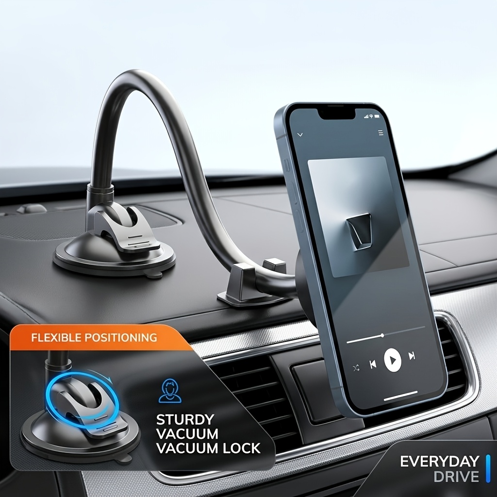 TEMU Magnetic Car Phone Holder Mount, Long Gooseneck Arm Dashboard Phone Mount With Strong Suction Cup Base And , 360 Adjustable Hands Phone Car