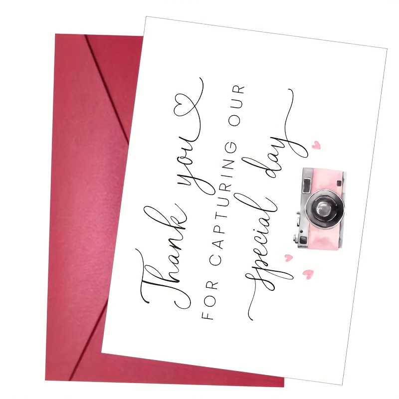 1 Elegant Wedding Photography Thank You Card, Camera-designed Gratitude Note For , Photographer Vendor Thank You Card For Anniversaries, Weddings, Birthdays