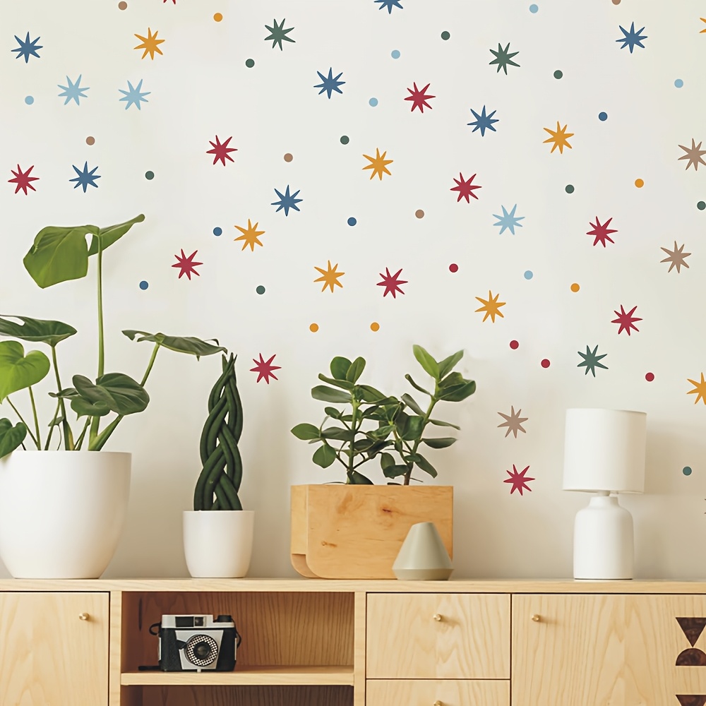 Whimsical Star And Dot Pattern Wall Stickers, Suitable For Bedroom, Living Room, Game Room And Home Wall Decoration