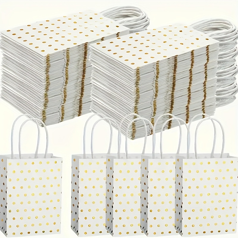 Image of 10pcs Of Bronzing Polka Dot Paper Bags, Simple And Versatile Jewelry, Hand-held Packaging Bags, Simple Shopping Mall Shopping Storage Bags
