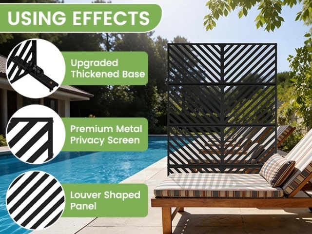 Outdoor Privacy Screen | Freestanding Rustproof Iron Fence Panel For Patio, Garden, Balcony, Ac Unit Cover, Trash Can, Modern Decorative Divider By Mophoto