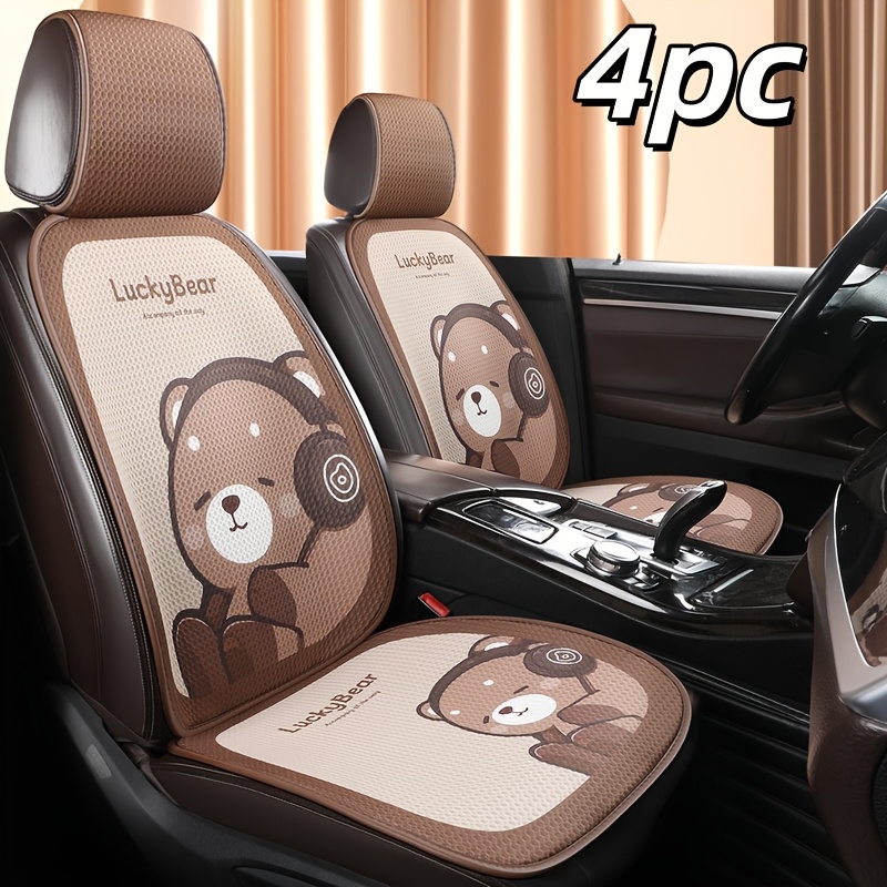 TEMU New 4/9pcs Universal Cartoon Cute Bear Car Seat Cushion Set, Easy And Comfortable Interior Kit, Compatible With Most Vehicle Models Including