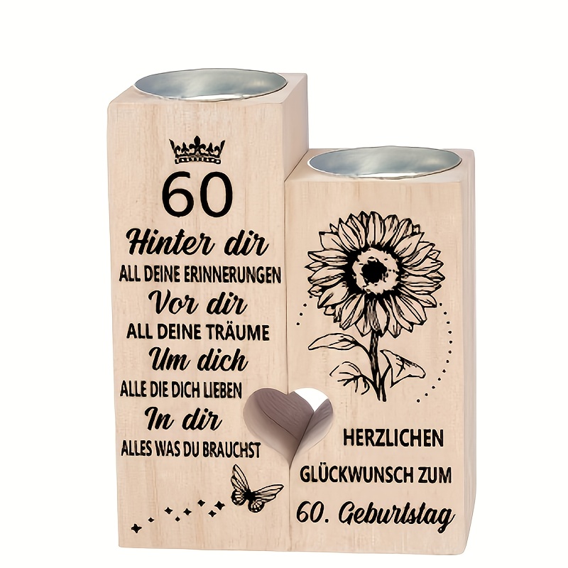Image of 60th Birthday Number Decor - 60 Years Candle Holder Suitable For Wife, Mom, Grandma, Sister, Girlfriend - Elegant Table Centerpiece For 60th Birthday Decorations (candles Not Included)