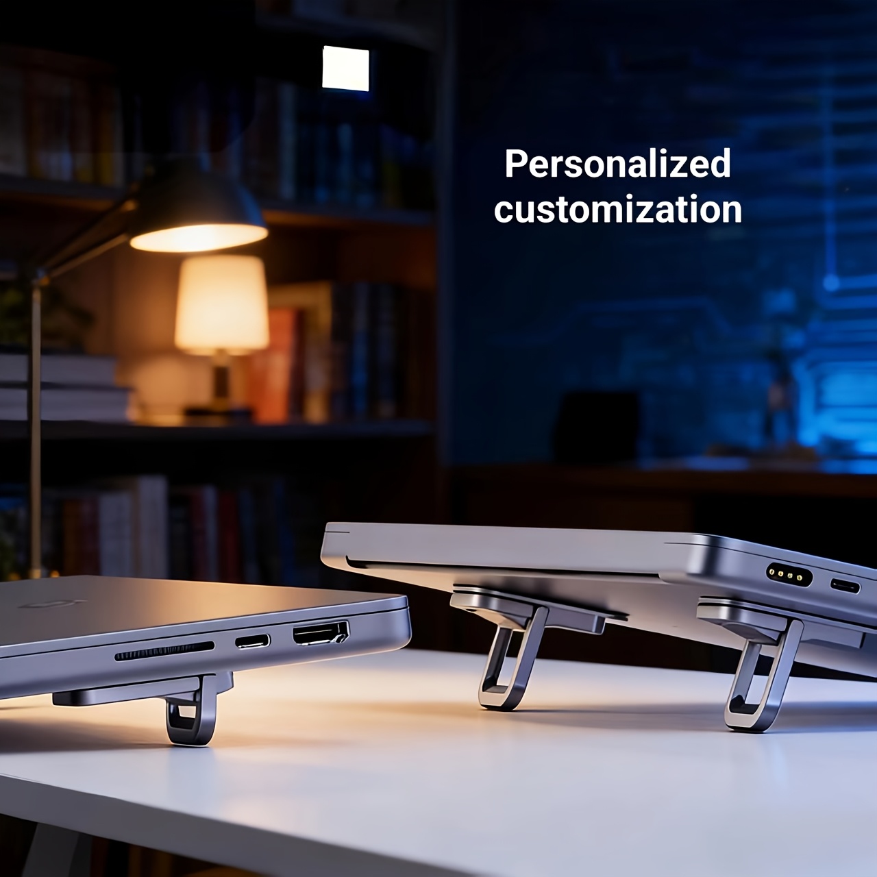 TEMU 2pcs Set Customizable Laptop Stand | Adjustable Height, Portable, Ergonomic, Heat Resistant Alloy Cooling Pad For Air, Tablet