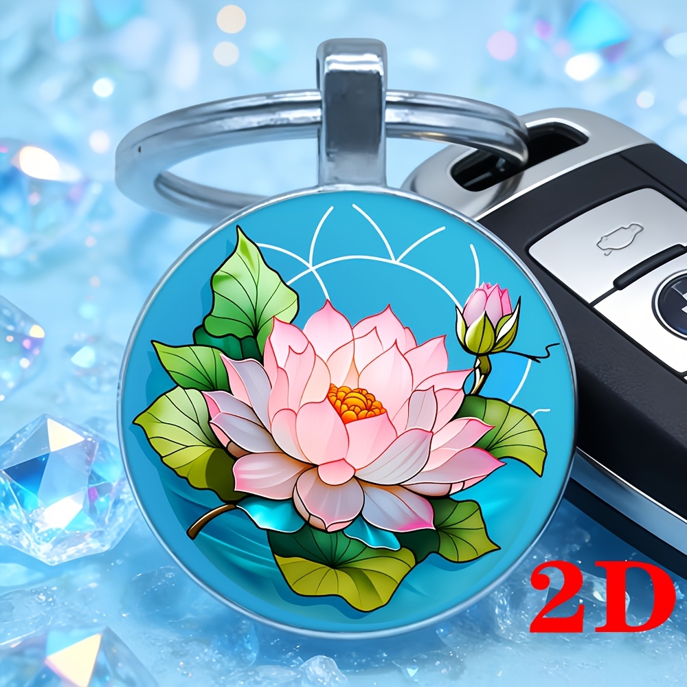 Stylish Pink Lotus Keychain, Simple Daily Gift