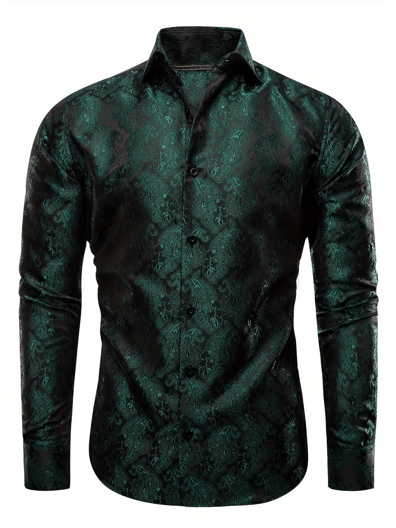 big-tall men's shirt with burgundy corsage for man long sleeves brown  paisley jacquard blouse single breasted lapel men's dress shirt business  party wedding dinner - men's big & tall - Temu