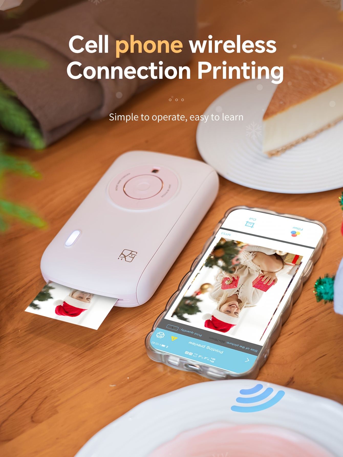   cp2100 portable photo printer for   1x3 4 mini   printer type c charging dye sublimation tech initial 10 sheets included pink details 3