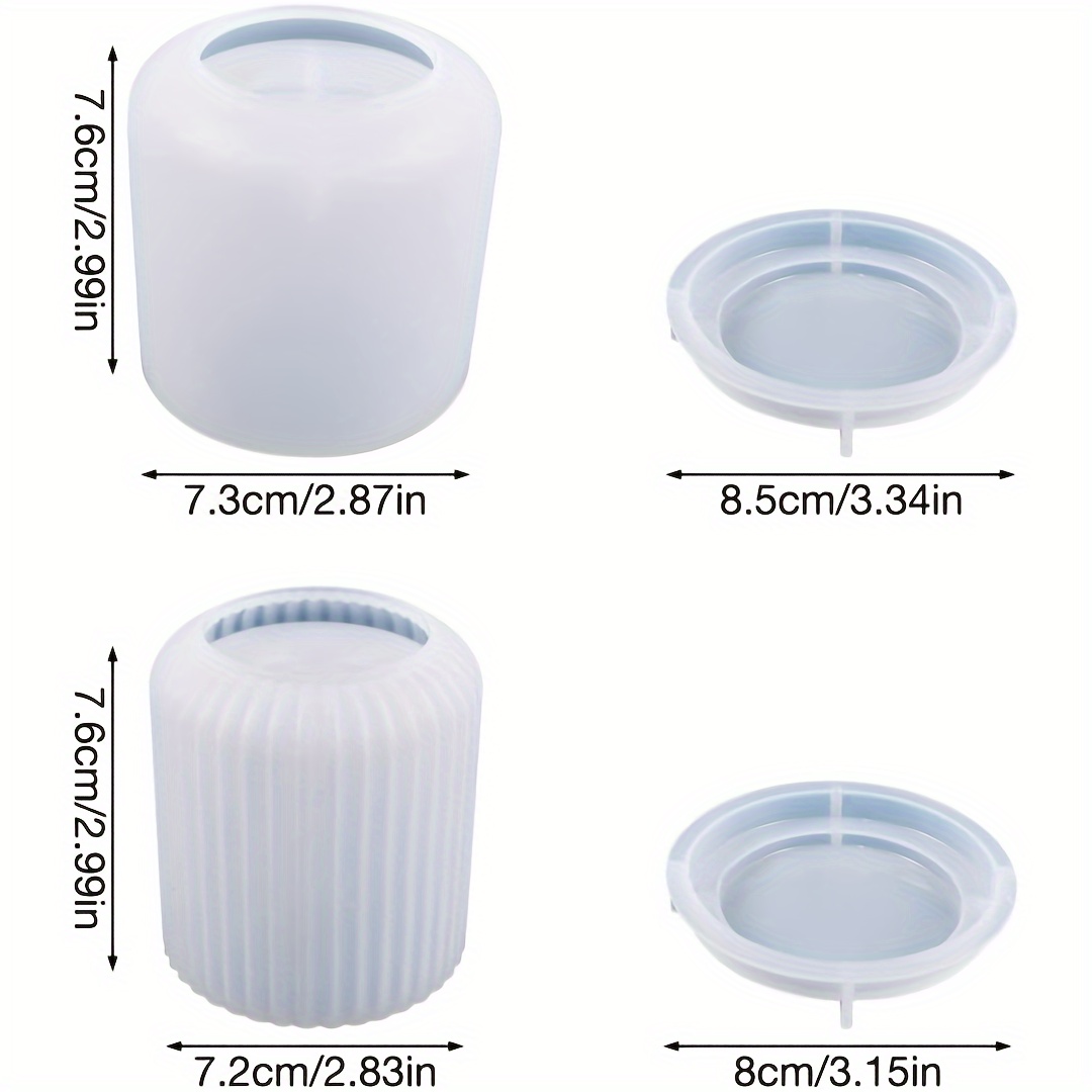 2pcs Gypsum Flower Pot Mold, Candle Holder Mold, Gypsum Silicone Mould, Silicone Mould With Lid, Concrete Silicone Mould, Silicone Mould With Lid , Candle Jar Mould With Lid