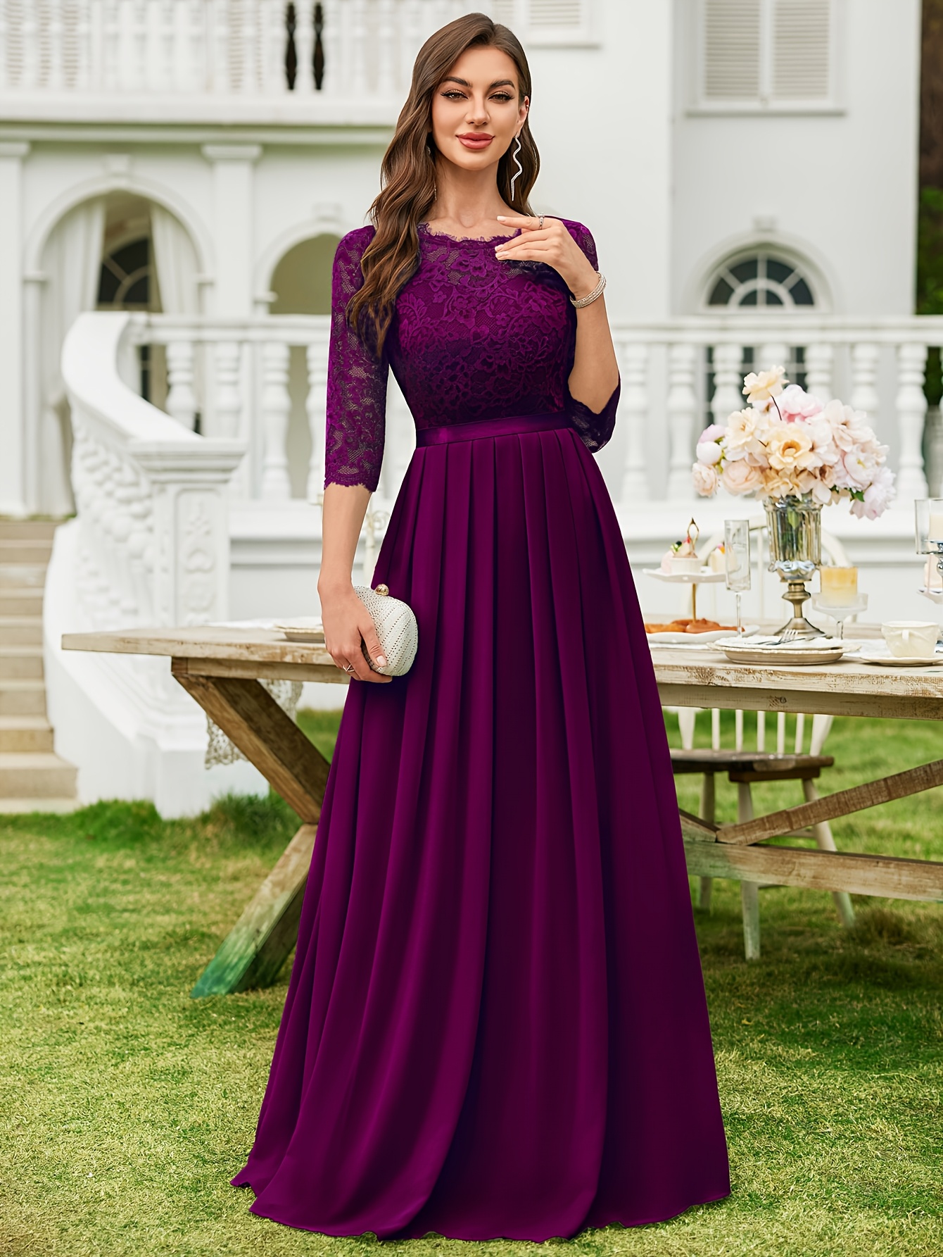 chinese dress ladies Lace Embroidery Sweetheart Bridesmaid Dresses Satin Floor Length  Lisposa