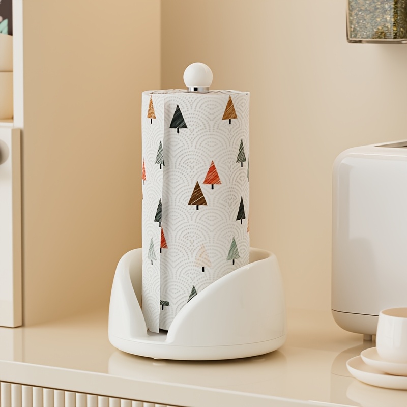 1pc stainless plastic rotating kitchen paper towel holder countertop organizer space saving rotator roll dispenser with hygienic   access compatible with napkins cling film   tape free for office Product details 5