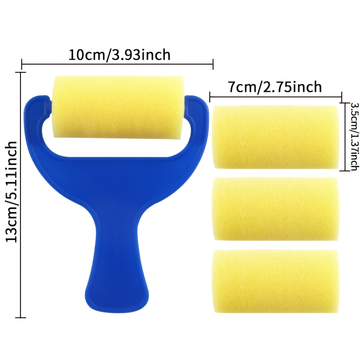TEMU Washable Paint Brush, 4pcs With Foam Roller - Suitable For Arts And Crafts Projects, Ideal For Drawing And Graffiti Projects In For Art Crafts