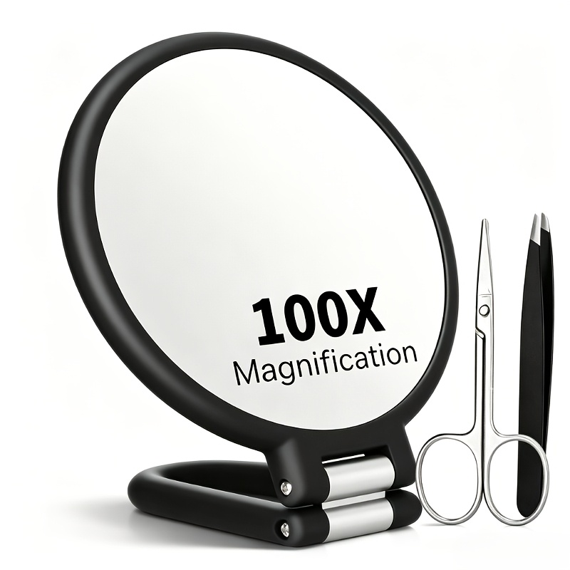 100X Magnification Handheld Double-Sided Makeup Mirror Set
